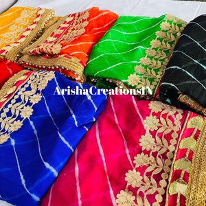 Leheriya Chiffon Dupatta: Gota Patti Indian Wedding Scarf