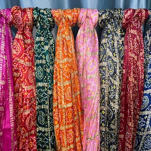 Chinon Silk Bandhani Dupatta: Indian Wedding Scarf, Party Wear Wrap