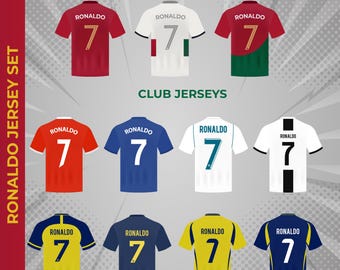 Cristiano Ronaldo Jersey Vektorgrafik | Portugal & Club Trikots Set | Digitaler Download | Fußball Shirt Clipart