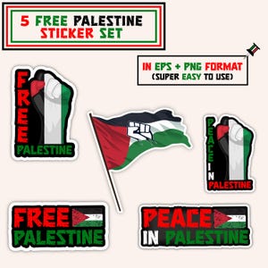 Free Palestine Sticker Set in PNG and EPS Format