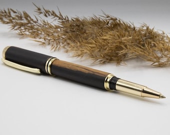 Customizable Grenadilla and Sapwood rollerball pen