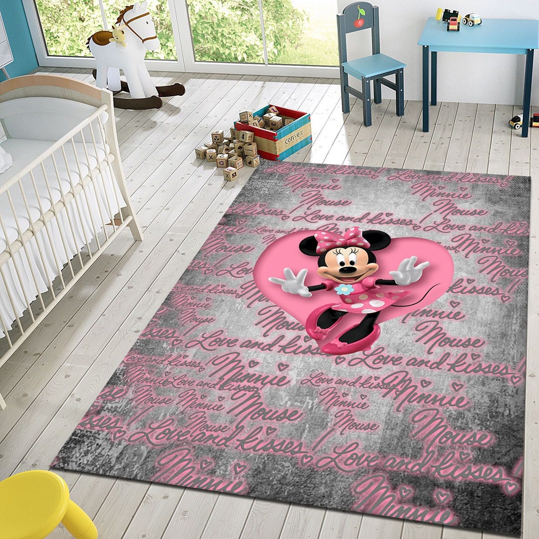 Pink Minnie Mouse 171 Girl Minnie Mouse Rugs Carpet Indoor Etsy
