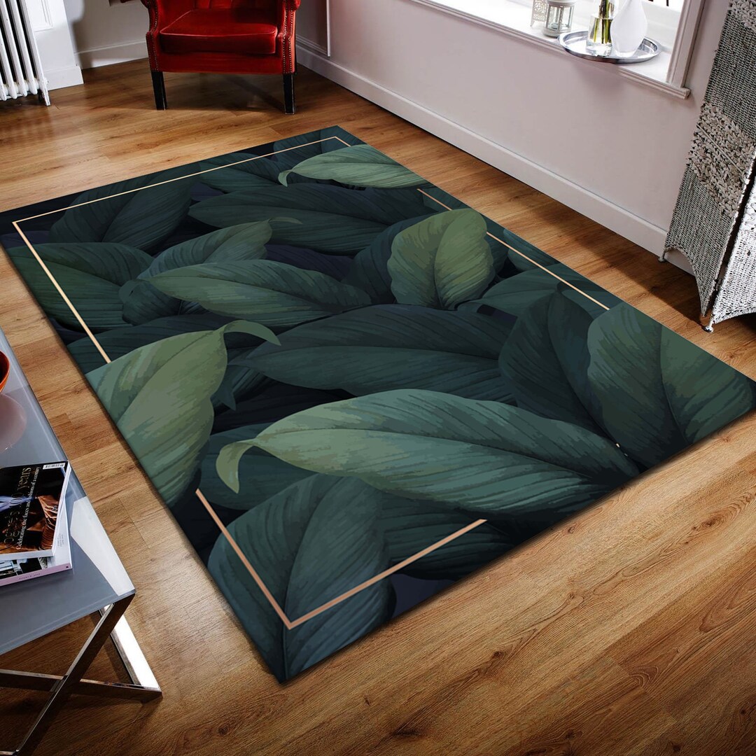 Area Rug Salon Rug Leaf Design Rug Leaf Rug 004 Leaf Rug Etsy