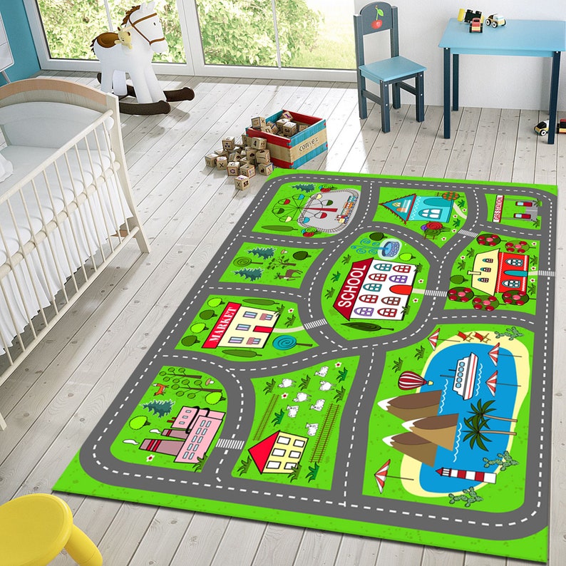 City Road Map Rug 318 Play Room Carpet Activity Mat Nursery Etsy