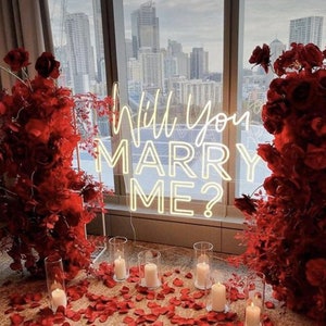 Will You Marry Me Neon Wall Art, Marry Me Neon Sign, Wedding Neon Decor, Marriage Proposal, Engagement Party Decor, Wedding Light Sign image 3