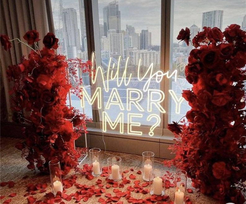 Will You Marry Me Neon Wall Art, Marry Me Neon Sign, Wedding Neon Decor, Marriage Proposal, Engagement Party Decor, Wedding Light Sign image 3