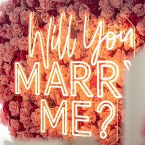 Will You Marry Me Neon Wall Art, Marry Me Neon Sign, Wedding Neon Decor, Marriage Proposal, Engagement Party Decor, Wedding Light Sign image 2