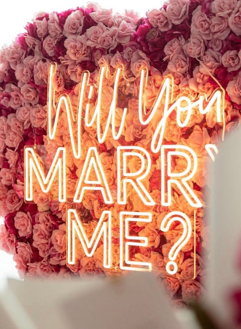 Will You Marry Me Neon Wall Art, Marry Me Neon Sign, Wedding Neon Decor, Marriage Proposal, Engagement Party Decor, Wedding Light Sign image 2