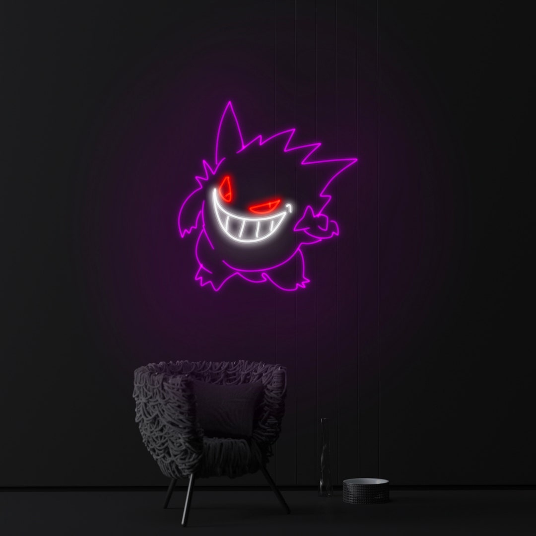 Neon Gengar Characters Gengar Neon Sign Monster Neon Etsy