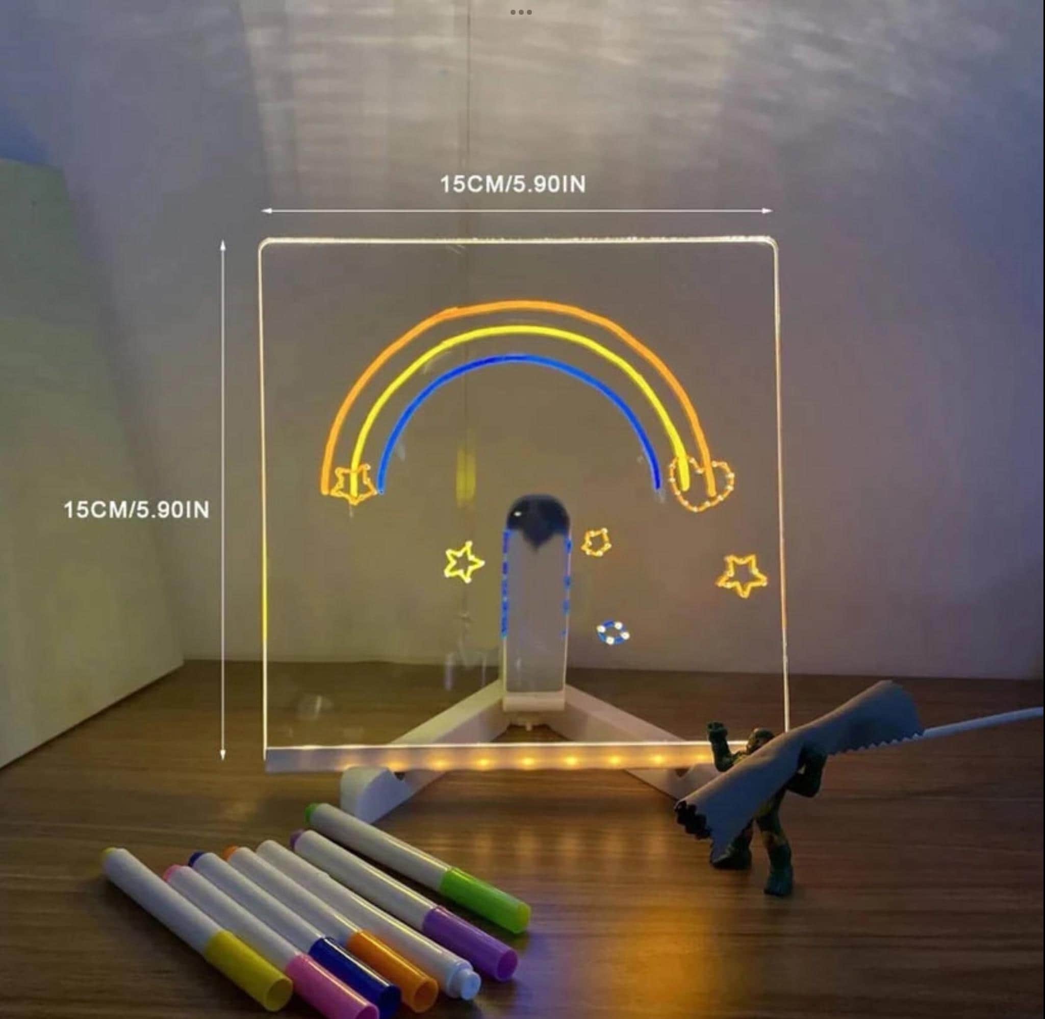 Educational picture board with neon pen for kids, note board for adults, family reminder board with led light, night light note holder