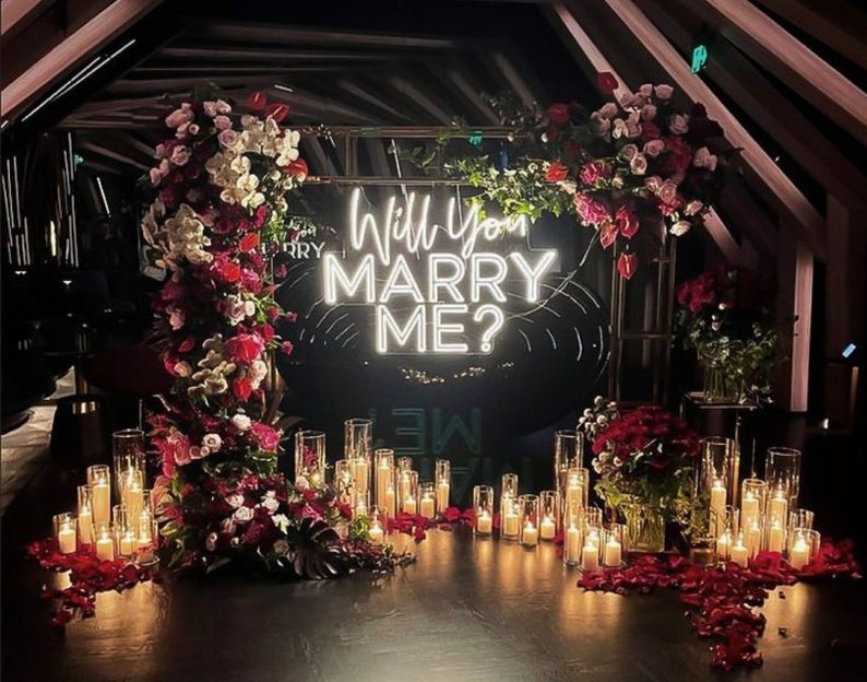 Will You Marry Me Neon Wall Art, Marry Me Neon Sign, Wedding Neon Decor, Marriage Proposal, Engagement Party Decor, Wedding Light Sign image 1