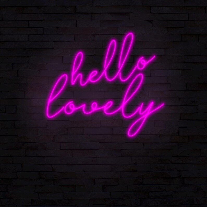 Hello Lovely Neon Sign, Custom Neon Sign, Neon Gift, Birthday Neon Sign ...