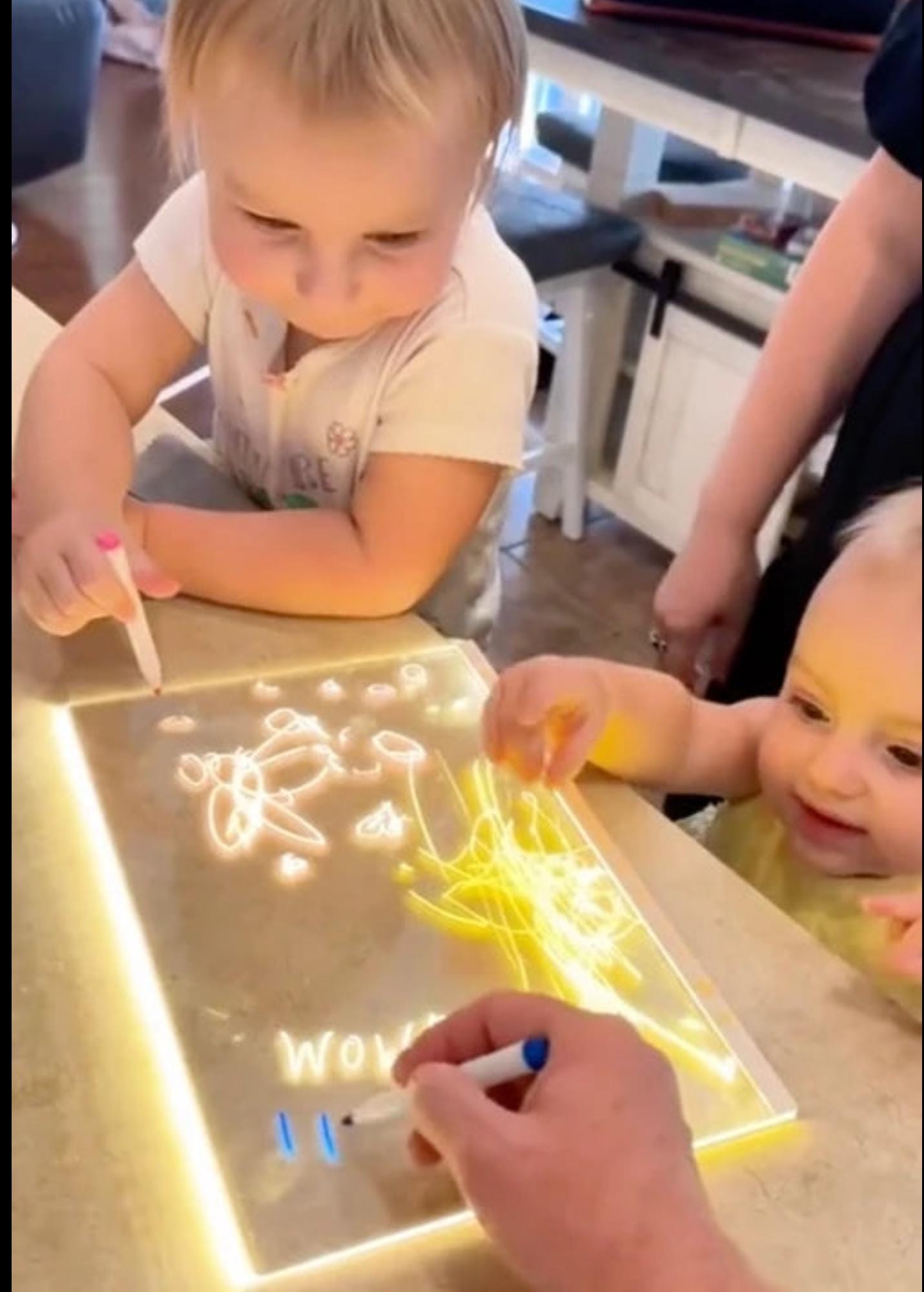 Educational picture board with neon pen for kids, note board for adults, family reminder board with led light, night light note holder