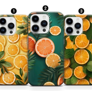 Tangerine Orange phone case Fruit Summer cover iPhone 14, 13, 12, 11, XR, XS, 8+, SE, 7 and Samsung S10, A73, S21FE, A13, A52 - Google Pixel
