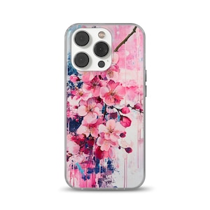 Sakura Bloom Handyhülle Wasserfarben Blume für iPhone 16e, 14, 13, 12, 11, SE, Samsung S25, A15, S21, S23 Ultra, Google Pixel 8, 9 Pro