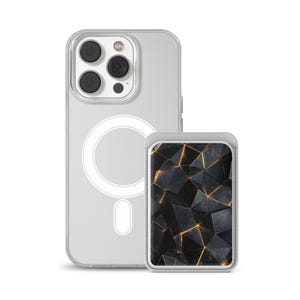 Tarjetero magnético con diseño de diamantes negros y piedras 3D Magsafe para iPhone 16, iPhone 14, iPhone 13 Pro y 12.