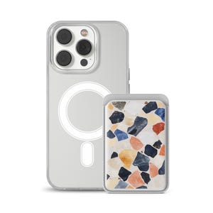 Tarjetero magnético Magsafe con diseño de baldosas de terrazo y mármol de colores, compatible con iPhone 16, iPhone 14, iPhone 13 Pro y 12.