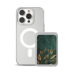 Cartera Magsafe Emerald Leaf con tarjetero magnético con diseño de hojas verdes, compatible con iPhone 16, iPhone 14, iPhone 13 Pro y 12.