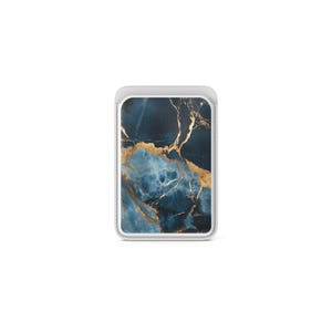 Tarjetero magnético Magsafe de mármol azul con piedra dorada compatible con iPhone 16, iPhone 14, iPhone 13 Pro, 12 Mag Safe