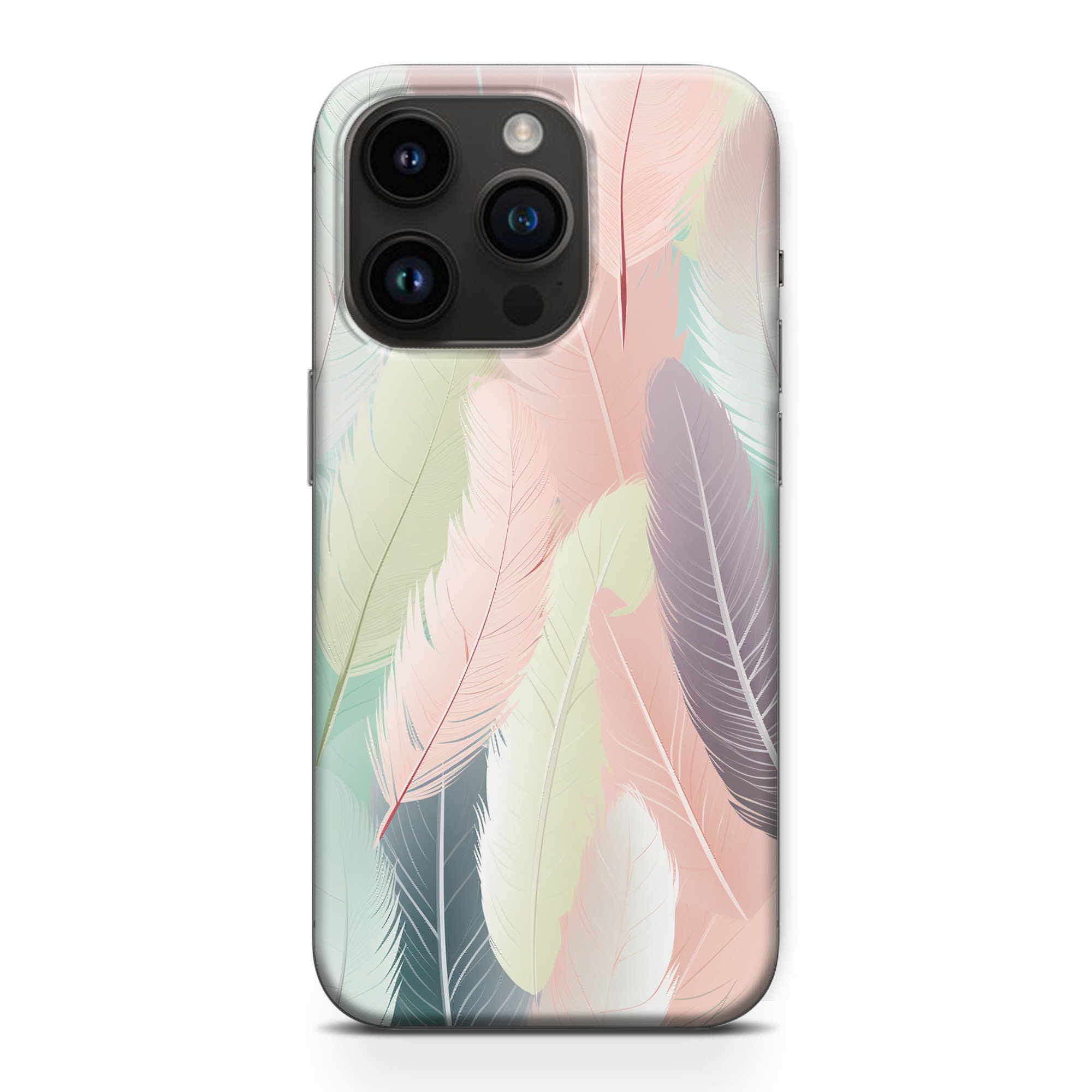 Feathers Phone Case Pastel Case Feather Cover Fit iPhone 14