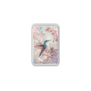 Cartera magnética Sakura Flowers Magsafe con diseño de colibrí y tarjetero compatible con iPhone 16, iPhone 14, iPhone 13 Pro y 12.