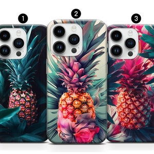 Pineapple phone case Tropical fruit cover fit iPhone 14, 13, 12, 11, XR, XS, 8+, SE, 7 and Samsung S10, A73, S21FE, A13, A52 - Google Pixel