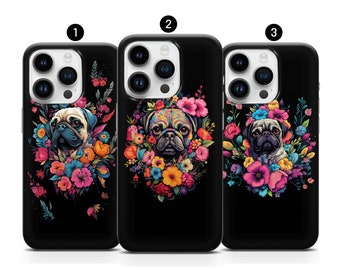 Dog Phone Case Animal cover Pug case fit iPhone 14, 13, 12, 11, XR, XS, 8+, SE, 7 and Samsung S10, A73, S21FE, A13, A52 - Google Pixel