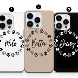 Coque avec empreintes de pattes chien chat, compatible avec iPhone 14, 13, 12, 11, XR, XS, 8+, SE, 7 et Samsung S10, A73, S21FE, A13, A52 - Google Pixel