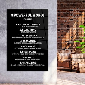 8 Rules For Mindset Wall Decor Motivation Quotes Home Art Inspirational 8 Rules For Life Canvas Ready To Hung Or Acrilyc Glass Effect Print