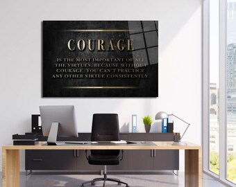 Courage Noun Definition Art: Motivational Gym Decor, Modern Office Art