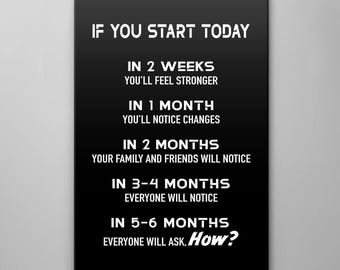 Start Today Motivationsbild auf Leinwand: Inspirierendes Fitnessstudio-Dekor