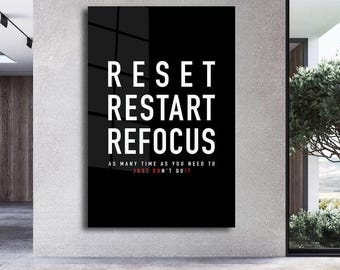 Redefinir Reiniciar Refocar Tela Não Desista Citações Motivacionais Arte para Casa Inspiradora Tela Grande ou Impressão em Acrílico Arte de Parede para Ginásio ou Escritório
