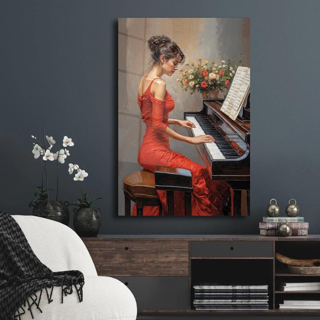 Woman Playing Piano Art Print, Abstract Acrylic or Canvas - Etsy