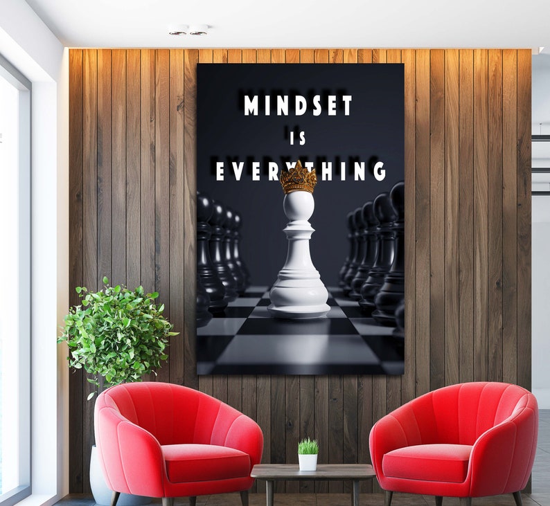 Chess Queen Mindset is Everything Office Decor Motivational Canvas