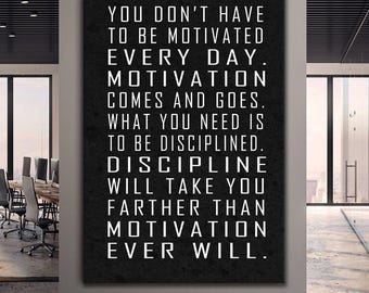 Discipline Noun Wall Decor Motivation Quotes Living Room Wall Art Canvas Office Wall Decor Inspirational Wall Art Entrepreneur Work Art