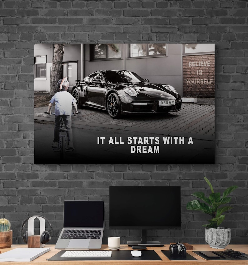 It All Starts With A Dream Motivational Wall Art Canvas Print Office