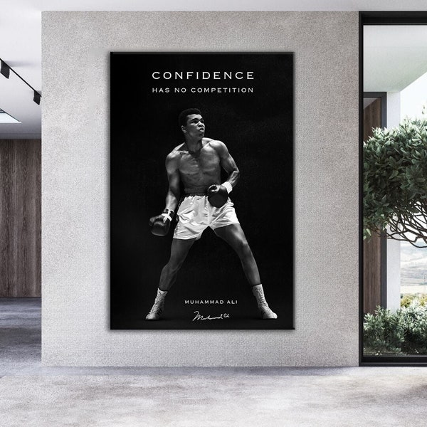 Confidence Motivational Quotes Wall Decor Muhammad Ali Boxing Legend Canvas Sports Wall Art Home Wall Print Canvas Iconic Inspirational Art