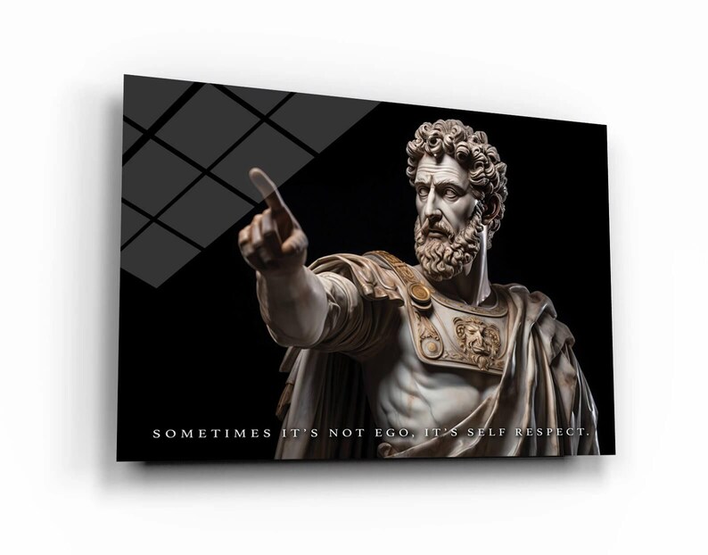 Statue Of Stoic Bust Self Respect Motivational Quotes Inspirational Canvas Art Office Wall Decor With Strong Reference To Stoicism Wall Art image 3