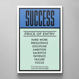 Success Prace Of Entry Motivation Canvas Print Modern Office Wall Decor Inspirational Acrylic Room Print Success Work Art Mindset Saying Art