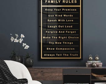 Family Rules Canvas Art: Motivational Quote Print