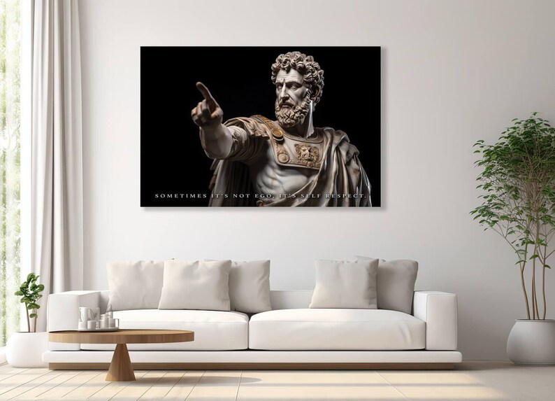 Statue Of Stoic Bust Self Respect Motivational Quotes Inspirational Canvas Art Office Wall Decor With Strong Reference To Stoicism Wall Art image 4