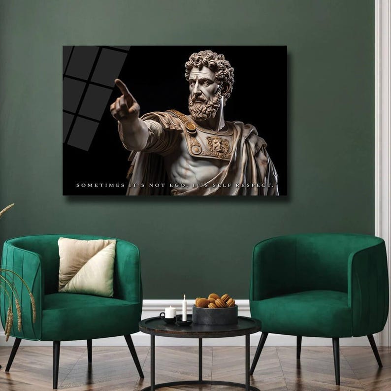 Statue Of Stoic Bust Self Respect Motivational Quotes Inspirational Canvas Art Office Wall Decor With Strong Reference To Stoicism Wall Art image 7