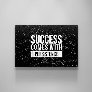 Erfolg kommt mit Beharrlichkeit Motivationszitate Leinwand Haus Kunst Inspirierender Erfolg Substantiv Acrilyc Print Fitnessstudio, Bürowandkunst Mindset Art