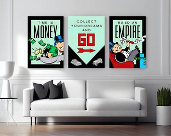 Bundle Monopoly, toile d'art mural en verre acrylique, art mural inspirant pour la maison Monopoly, impression de motivation, citation de bureau, impression de citations d'entrepreneurs