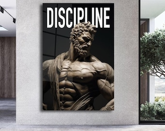 Discipline Masculine Stoic Wall Art Workout Motivation Sign Canvas Art Home Decor Office Art Gym Poster Fitness Print Inspirational Art