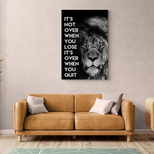 Motivational Quotes Lion Portrait Living Room Canvas Inspirational Wall Art Home Wall Decor Office Acrylic Print Wall Art Lion Head Quotes.
