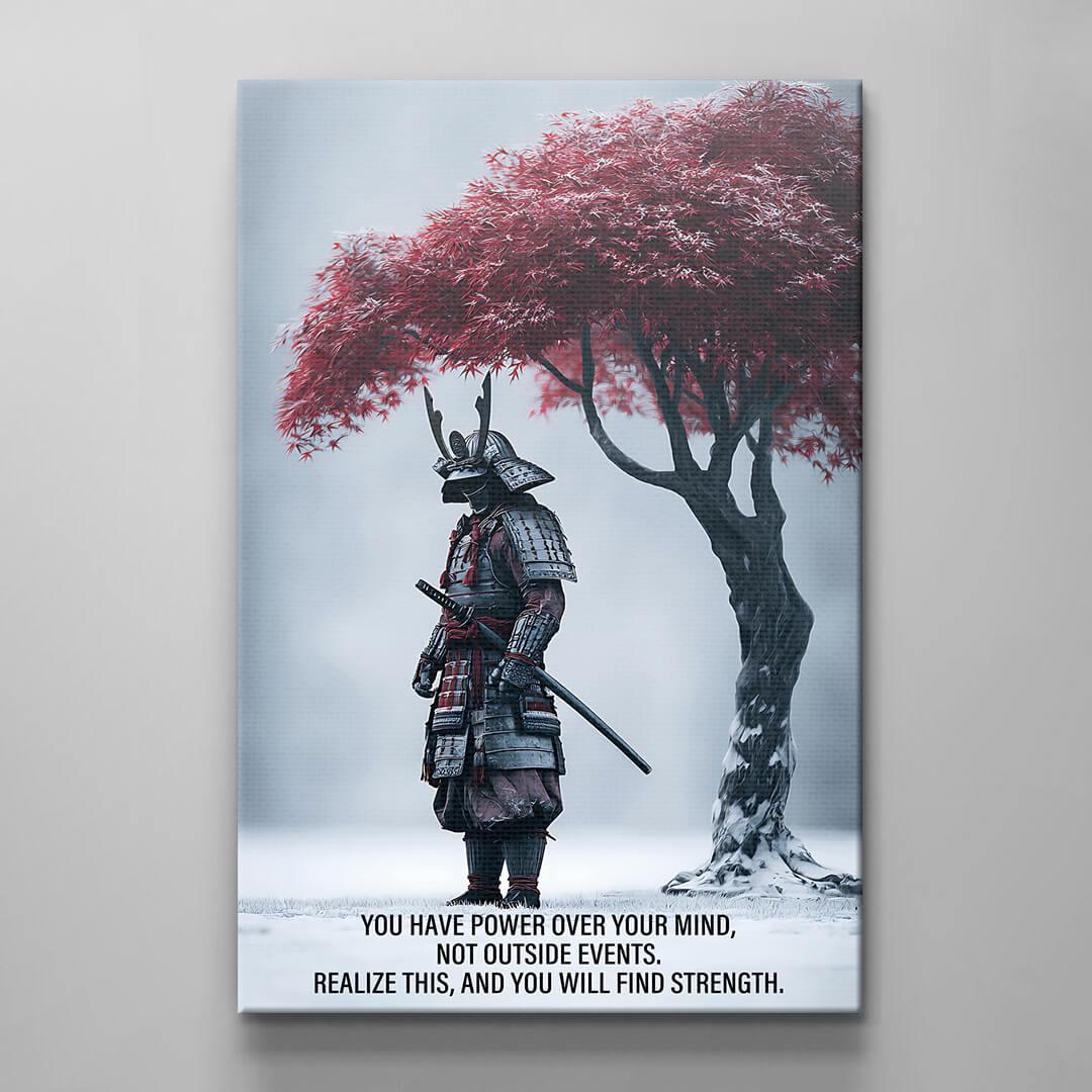 Samurai Stands Stoic Canvas Wall Art Motivational Gym Quote A Brave ...