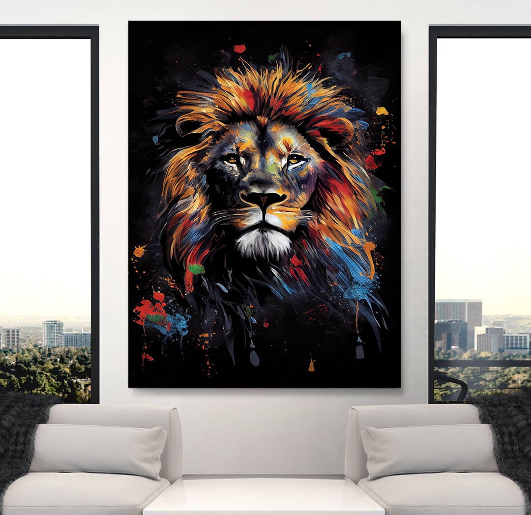 Graffiti Lion Head Wall Decor Inspirational Abstract Wall Art King Lion ...