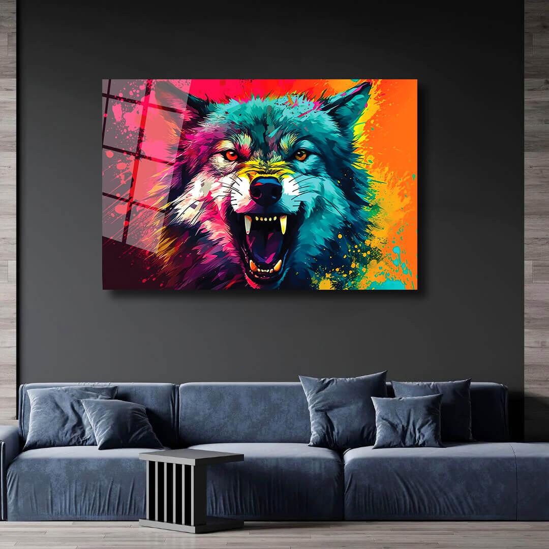 Angry Wolf Face Wall Decor Inspirational Abstract Wall Art King Wolf ...