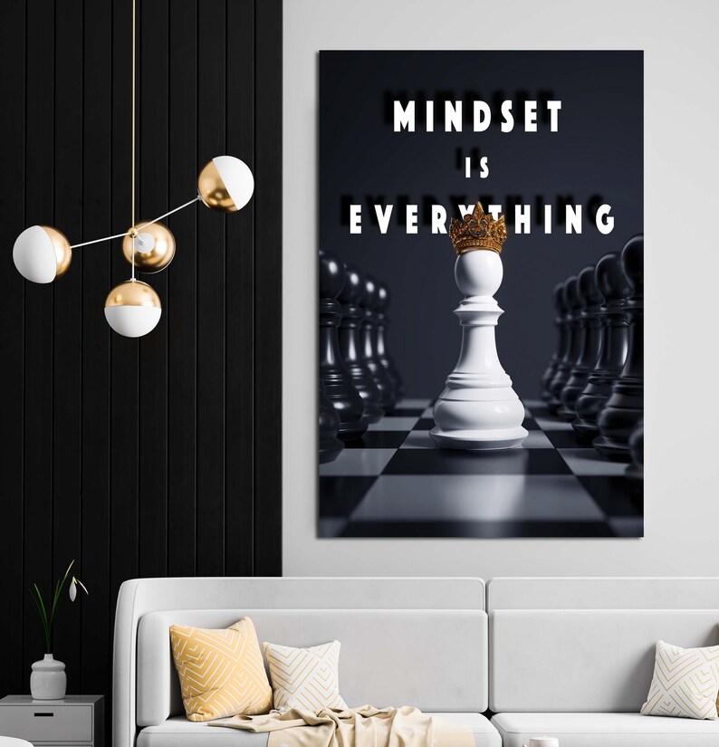 Chess Queen Mindset is Everything Office Decor Motivational Canvas